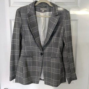 H&M - Women's Grey Plaid Blazer - One Button - Grey/Black - Size 4